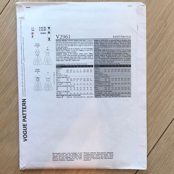 Vogue #2961 Pattern Retro Sun Dress - Picture 4 of 4